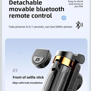 Othr Black Bluetooth Remote Control Selfie Stick